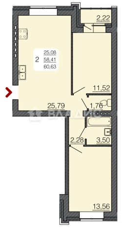 Купить двухкомнатную квартиру в Семилуках. Вариант № 101527, 0, площадь -  квм, цена 5237760 рублей
