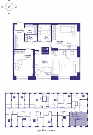 Купить трехкомнатную квартиру в новостройках в Новосибирской области. Вариант № 4129, 0, площадь -  квм, цена 8254000 рублей