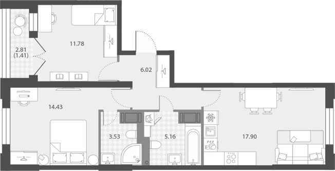 Купить трехкомнатную квартиру у метро Елизаровская в Санкт-Петербурге. Вариант № 7851425, 0, площадь -  квм, цена 18660699 рублей