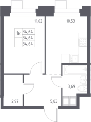 Купить однокомнатную квартиру в ЖК Тропарево парк в Москве. Вариант № 3587872, 0, площадь -  квм, цена 9314501 рублей