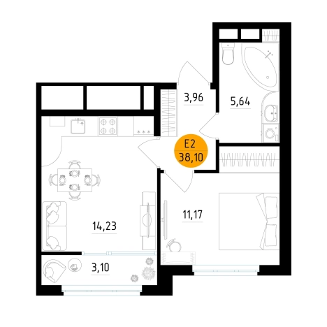 Купить квартиру в новостройках в ЖК Смарт квартал «Центральный» в Рязани. Вариант № 154168, 0, площадь -  квм, цена 5028057 рублей