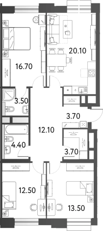 Купить многокомнатную квартиру в новостройках у метро Алексеевская в Москве. Вариант № 114616, 0, площадь - квм, цена 42321840 рублей