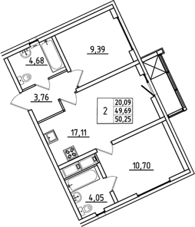 Купить трехкомнатную квартиру у метро Автово в Санкт-Петербурге. Вариант № 9639530, 0, площадь -  квм, цена 14698125 рублей