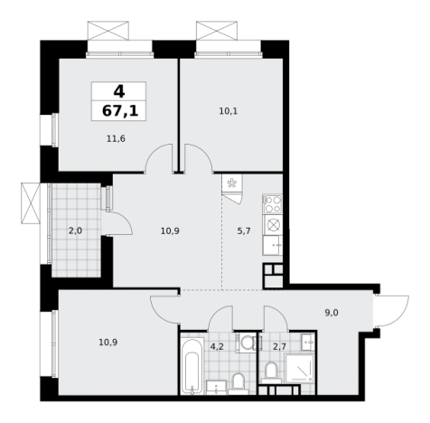 Купить многокомнатную квартиру в ЖК Бунинские кварталы в Москве. Вариант № 2573353, 0, площадь -  квм, цена 25094058 рублей