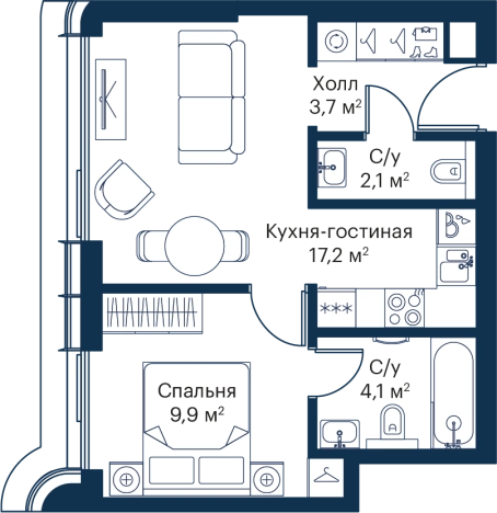 Купить однокомнатную квартиру на вторичке в ЖК City Bay в Москве. Вариант № 1274488, 0, площадь -  квм, цена 21007210 рублей