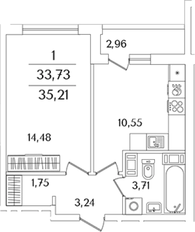 Купить однокомнатную квартиру в новостройках в ЖК Лайнеръ в Санкт-Петербурге. Вариант № 6832736, 0, площадь -  квм, цена 9434507 рублей