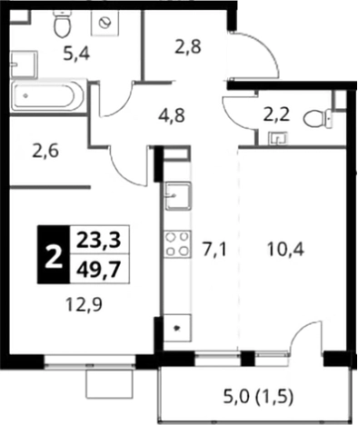 Купить двухкомнатную квартиру в ЖК 1-й Шереметьевский в Химках. Вариант № 9822378, 0, площадь -  квм, цена 15242990 рублей