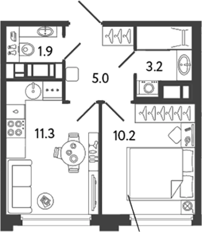 . Вариант № 6252220, 0, площадь - 31.6 квм, цена 10490979 рублей