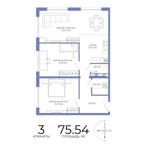 Купить трехкомнатную квартиру на вторичке в ЖК Жилой комплекс "Лугометрия" в Пензе. Вариант № 127881, 0, площадь -  квм, цена 6420900 рублей
