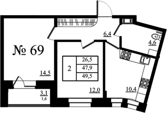 Купить двухкомнатную квартиру в новостройках в ЖК Орловский бульвар в Гатчине. Вариант № 7260101, 0, площадь - квм, цена 8326692 рублей