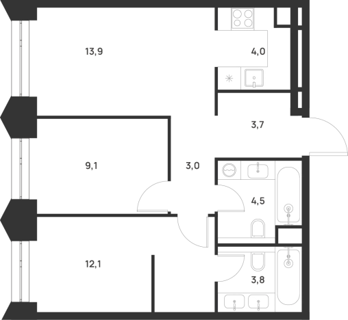 Купить двухкомнатную квартиру у метро Новохохловская в Москве. Вариант № 10429895, 0, площадь -  квм, цена 21387934 рублей