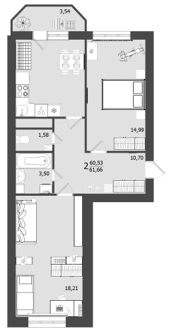 Купить квартиру на улице Профсоюзная в Клине. Вариант № 136716, 0, площадь -  квм, цена 8840000 рублей