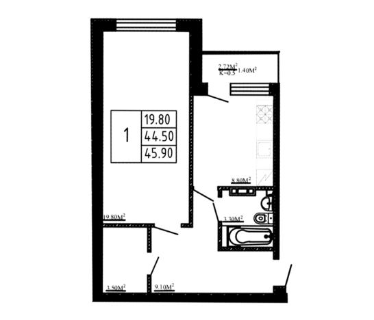Купить однокомнатную квартиру в ЖК Перспектива в Коммунаре. Вариант № 9325219, 0, площадь -  квм, цена 6196500 рублей