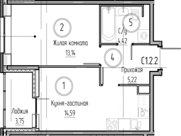 Купить двухкомнатную квартиру в Микрорайоне Новый Оккервиль, Кудрово в Кудрове. Вариант № 8930853, 0, площадь -  квм, цена 6229734 рублей
