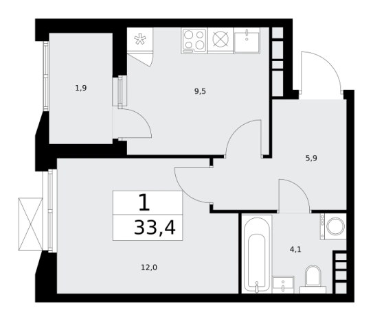 Купить однокомнатную квартиру в ЖК Бунинские кварталы в Москве. Вариант № 834146, 0, площадь -  квм, цена 13406092 рублей