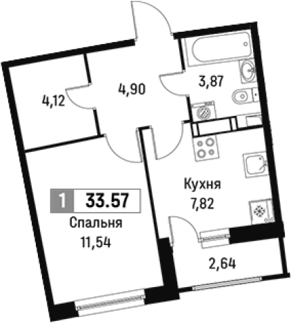 Купить однокомнатную квартиру у метро Девяткино в Мурине. Вариант № 6213646, 0, площадь -  квм, цена 5335918 рублей