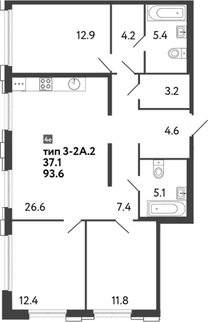 Купить четырехкомнатную квартиру у метро Парнас в Санкт-Петербурге. Вариант № 8099567, 0, площадь -  квм, цена 22785151 рублей