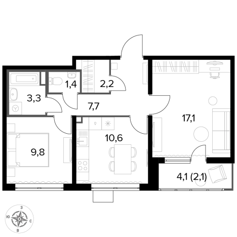 Купить квартиру в ЖК 1-й Лермонтовский в Люберцах. Вариант № 9876781, 0, площадь -  квм, цена 18124480 рублей