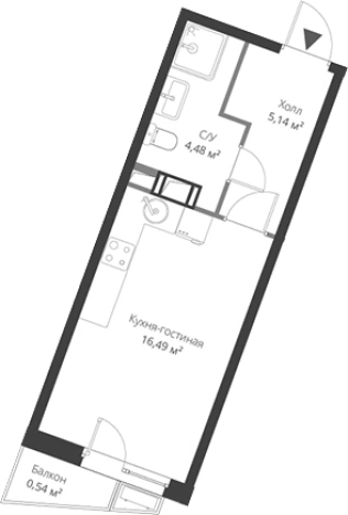 Купить Студию на улице Ларина в Сертолове. Вариант № 6058414, 0, площадь - квм, цена 6193143 рублей