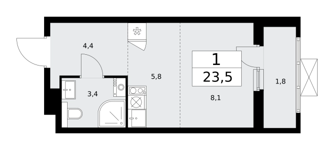Купить однокомнатную квартиру в ЖК Бунинские кварталы в Москве. Вариант № 489444, 0, площадь -  квм, цена 9767540 рублей