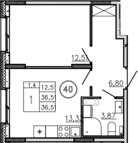 Купить однокомнатную квартиру у метро Проспект Ветеранов в Ленинградской области. Вариант № 6228176, 0, площадь -  квм, цена 4148650 рублей