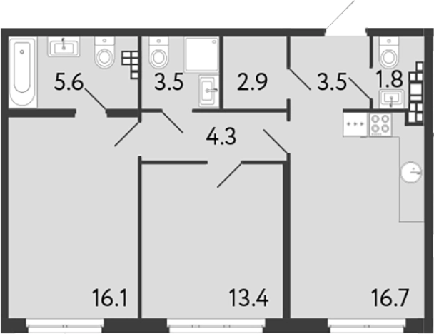 Купить трехкомнатную квартиру у метро Чкаловская в Санкт-Петербурге. Вариант № 6250192, 0, площадь -  квм, цена 47745806 рублей