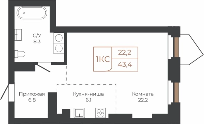 Купить Студию на улице Барханная в Новосибирской области. Вариант № 6841118, 0, площадь -  квм, цена 11825860 рублей