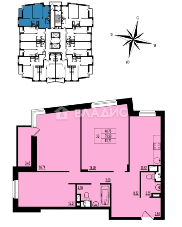 Купить квартиру в новостройках в ЖК Гвардейский в Владимире. Вариант № 105431, 1, площадь -  квм, цена 6692049 рублей