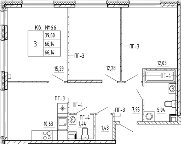. Вариант № 5585557, 0, площадь - 66.14 квм, цена 13981996 рублей