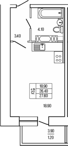 Купить Студию на улице Железнодорожная в Ленинградской области. Вариант № 9584724, 0, площадь -  квм, цена 5595800 рублей