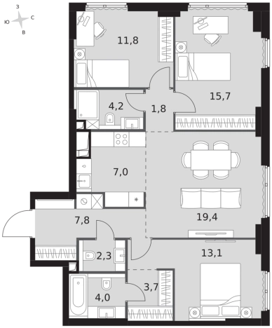 Купить четырехкомнатную квартиру у метро Крылатское в Москве. Вариант № 9507971, 0, площадь -  квм, цена 74256240 рублей