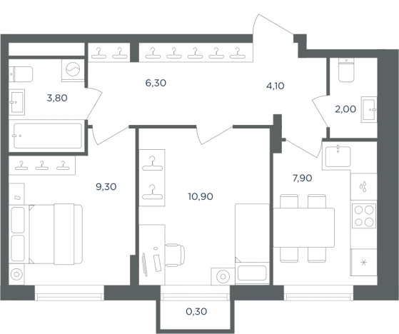 Купить двухкомнатную квартиру в новостройках в Одинцове. Вариант № 160607, 0, площадь -  квм, цена 9154339 рублей