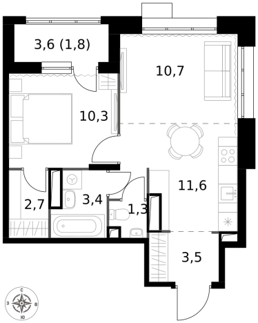 Купить двухкомнатную квартиру у метро Саларьево в Москве. Вариант № 9693069, 0, площадь -  квм, цена 18980700 рублей
