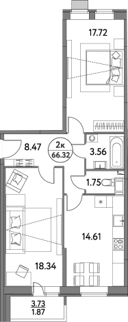 Купить двухкомнатную квартиру в Щёлкове. Вариант № 79773, 0, площадь -  квм, цена 10757250 рублей