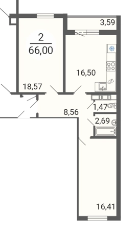 Купить двухкомнатную квартиру на улице Пионерская в Республике Башкортостан. Вариант № 9553779, 2, площадь -  квм, цена 5959800 рублей