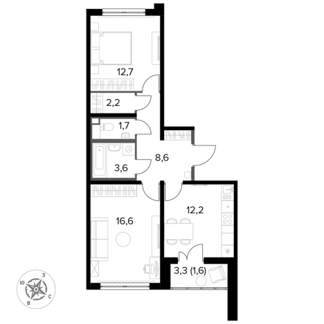 Купить двухкомнатную квартиру в ЖК Южная Битца в Московской области. Вариант № 9838407, 0, площадь -  квм, цена 15064500 рублей