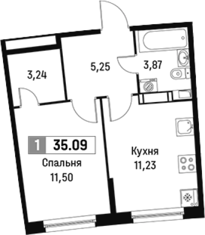 Купить однокомнатную квартиру у метро Девяткино в Мурине. Вариант № 6213518, 0, площадь -  квм, цена 6058342 рублей