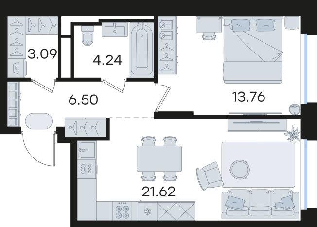Купить однокомнатную квартиру в ЖК GloraX Premium Гребной Канал в Нижнем Новгороде. Вариант № 9337113, 0, площадь -  квм, цена 13054052 рублей