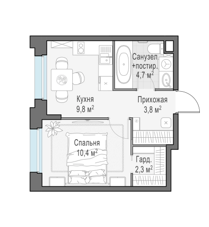 Купить однокомнатную квартиру в новостройках на улице Щербакова в Мытищах. Вариант № 166781, 0, площадь -  квм, цена 7130000 рублей