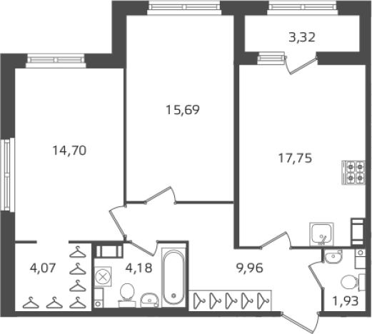 . Вариант № 6241716, 0, площадь - 68.28 квм, цена 21678900 рублей