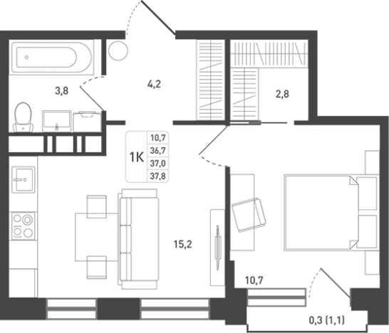 Купить однокомнатную квартиру у метро Подольск в Подольске. Вариант № 105272, 0, площадь - квм, цена 8130767 рублей