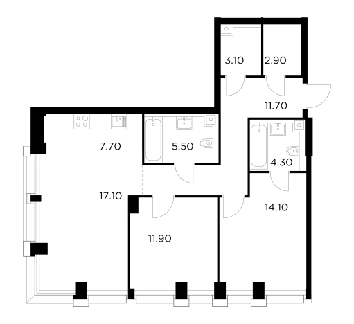 Купить двухкомнатную квартиру в районе Войковский в Москве. Вариант № 9103356, 1, площадь -  квм, цена 33920100 рублей