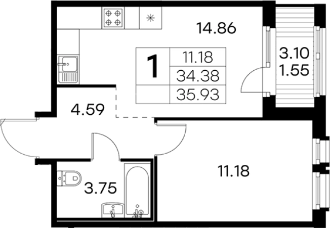 Купить однокомнатную квартиру в новостройках в районе Выборгский в Санкт-Петербурге. Вариант № 4807398, 0, площадь -  квм, цена 7529999 рублей