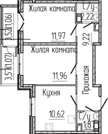 Купить двухкомнатную квартиру на улице Любимая в Сертолове. Вариант № 6056920, 0, площадь -  квм, цена 8588232 рублей