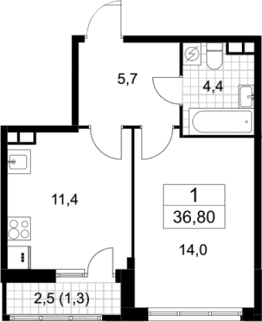 Купить однокомнатную квартиру в новостройках у метро Аэропорт Внуково в Москве. Вариант № 3951295, 0, площадь -  квм, цена 9814389 рублей