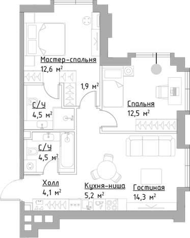 Купить трехкомнатную квартиру в ЖК Павелецкая Сити в Москве. Вариант № 121581, 0, площадь -  квм, цена 24637448 рублей