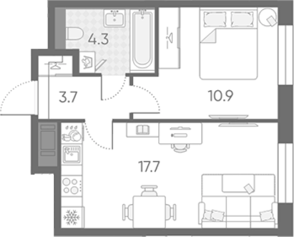 Купить двухкомнатную квартиру на улице Партизанская в Санкт-Петербурге. Вариант № 6243874, 0, площадь -  квм, цена 12191533 рублей
