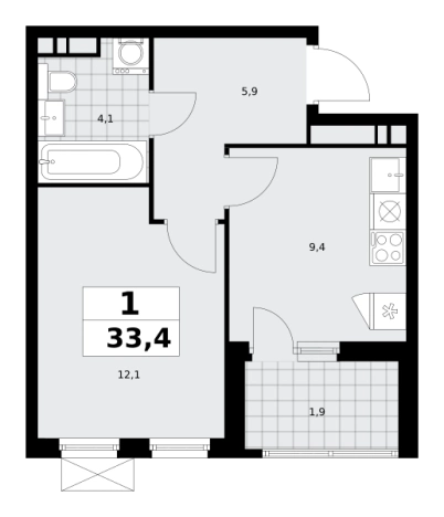 Купить однокомнатную квартиру у метро Потапово в Москве. Вариант № 1006950, 0, площадь -  квм, цена 11951188 рублей
