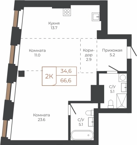 Купить двухкомнатную квартиру в районе Центральный в Барнауле. Вариант № 6841320, 0, площадь -  квм, цена 16646652 рублей