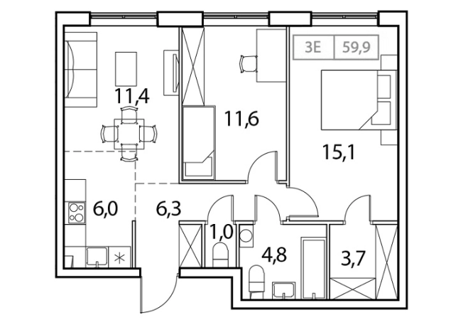 Купить трехкомнатную квартиру в ЖК Новый Зеленоград в Московской области. Вариант № 125606, 0, площадь - квм, цена 12059032 рублей